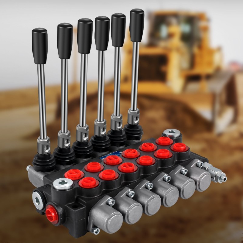 Hydraulinen suunnanohjausventtiili 6-osainen valurautarunkoinen 40 l/min käsikäyttöinen