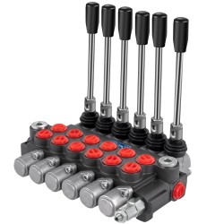 Hydraulinen suunnanohjausventtiili 6-osainen valurautarunkoinen 40 l/min käsikäyttöinen