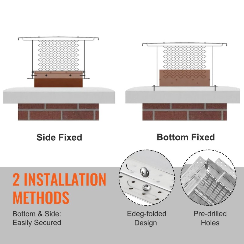 Savupiipun hattu 304 ruostumaton teräs 381x381x250 mm ulkokäyttöön
