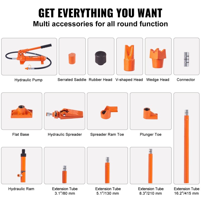 Hydraulinen korjaussarja 4 tonnia rungon oikaisuun 1,2 metrin öljyletku säilytyslaukku