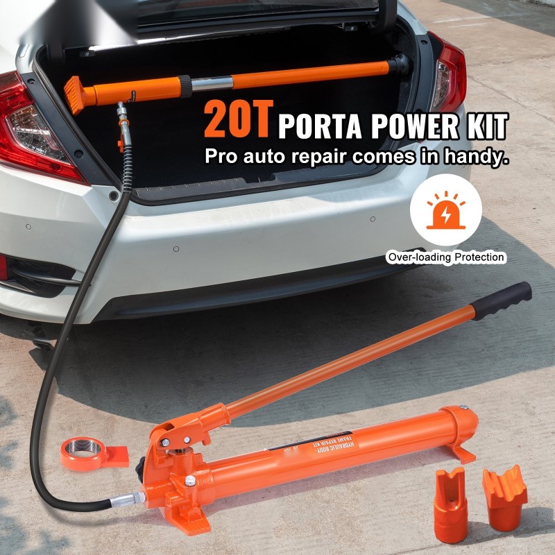 20 tonnin hydraulinen tunkkisarja kannettava 1,4 metrin öljyletkulla säilytyslaatikolla autokorjaamoille