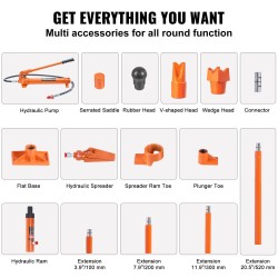 10 tonnin hydraulinen tunkkisarja autokorin oikaisuun 1,4 m öljyletkulla säilytyslaukulla