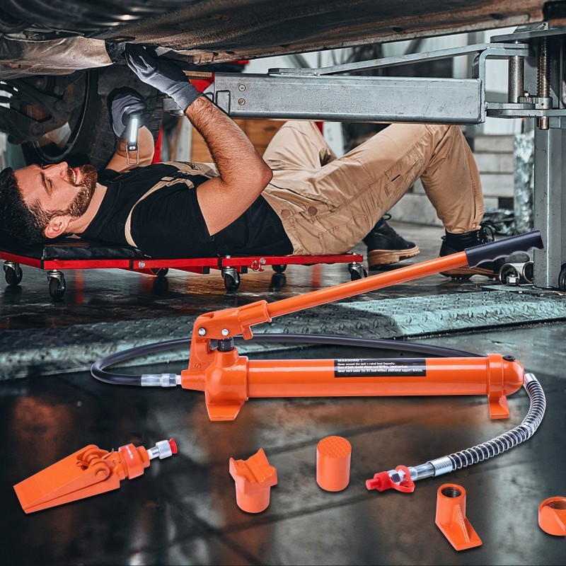 10 tonnin hydraulinen tunkkisarja autokorin oikaisuun 1,4 m öljyletkulla säilytyslaukulla