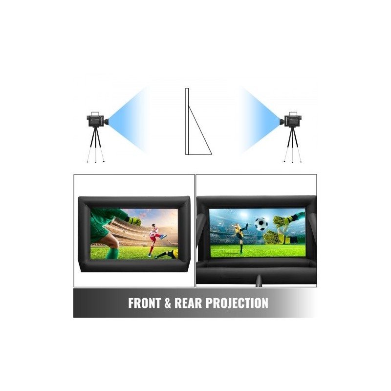 Puhallettava elokuvakangas 210D Oxford koko 4,11 x 2,05 m 16:9 ilman puhallinta