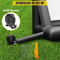 Täytettävä valkokangas ulkokäyttöön 6 m kuvasuhde 16:9 210D oxfordkangas 350W ilmapuhallin