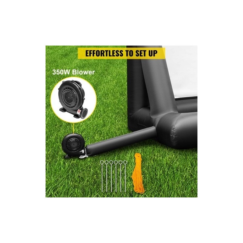 Täytettävä valkokangas ulkokäyttöön 6 m kuvasuhde 16:9 210D oxfordkangas 350W ilmapuhallin