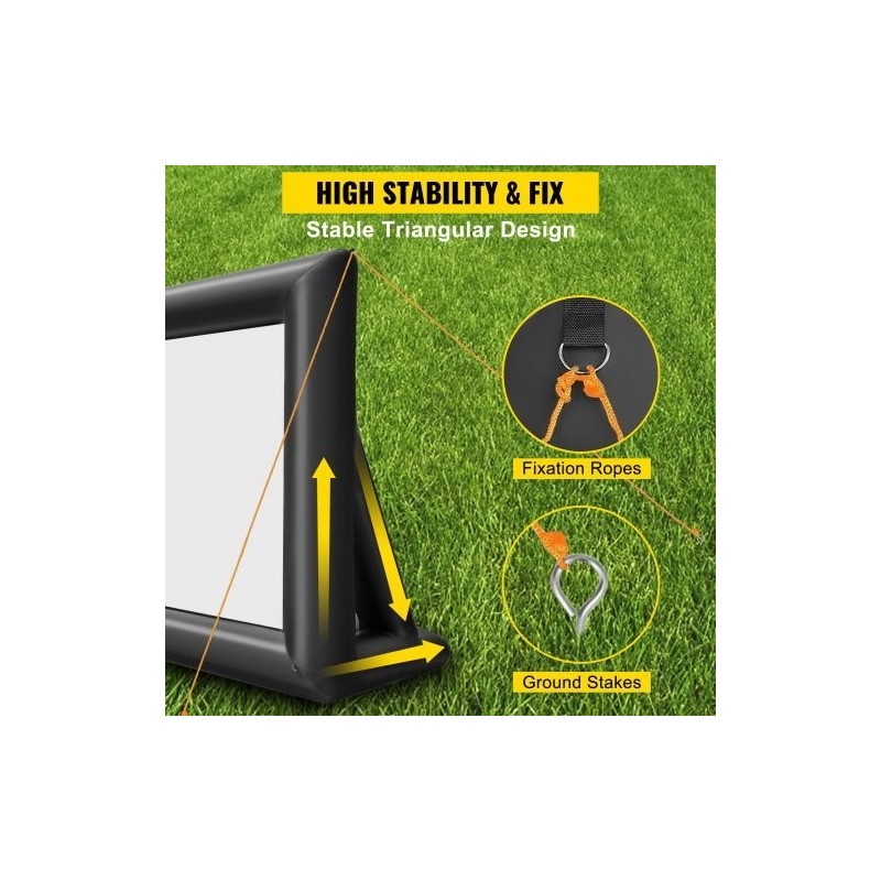 Täytettävä valkokangas ulkokäyttöön 6 m kuvasuhde 16:9 210D oxfordkangas 350W ilmapuhallin