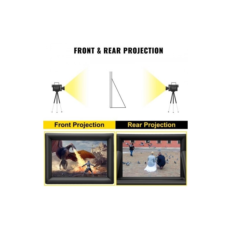 Täytettävä valkokangas ulkokäyttöön 6 m kuvasuhde 16:9 210D oxfordkangas 350W ilmapuhallin