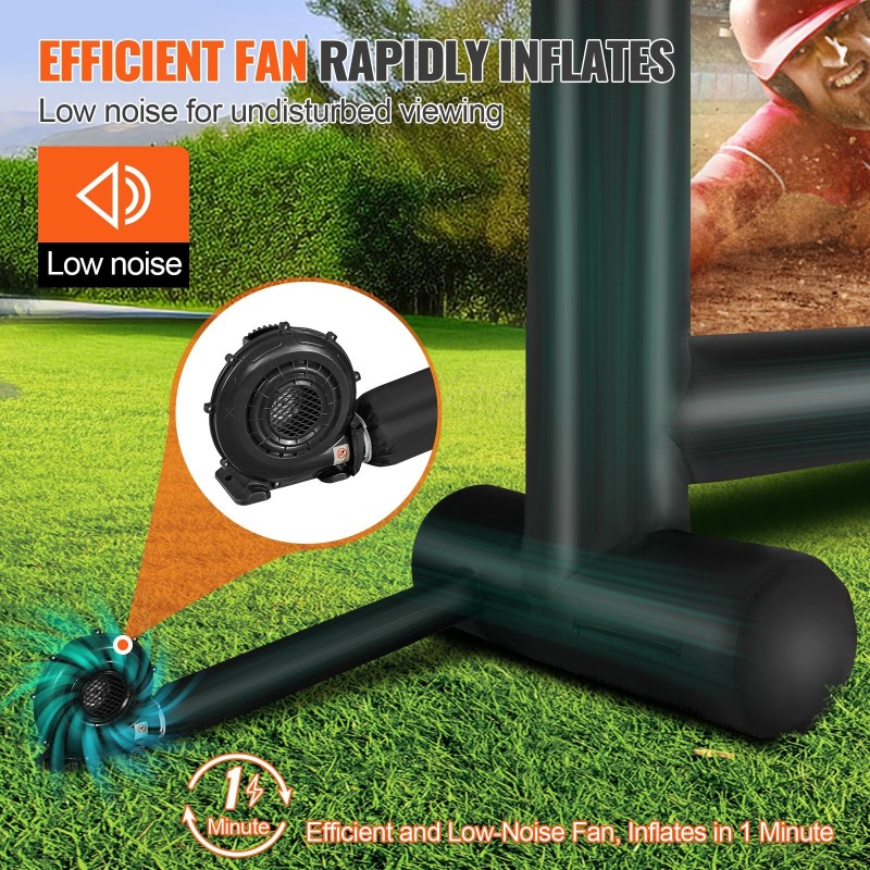 Ilmatäytteinen valkokangas Oxford-kangas 287 x 163 cm 16:9-kuvasuhde kantolaukulla ulkokäyttöön