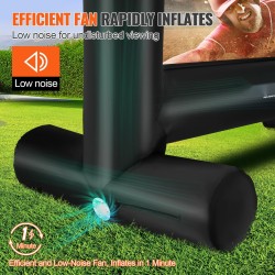 Ilmatäytteinen projektorivalkokangas 85-tuuman Oxford-kangas 160 asteen etu ja takaprojektio ilmapuhallin kuljetuspussi