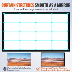 Kiinteärunkoinen projektorikangas 120 tuumaa 16:9 kuvasuhteella PVC-valkokangas alumiinirungolla