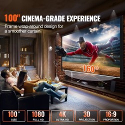 Projektorikangas 100-tuumainen 16:9 PVC-pinta alumiinikehyksellä samettiverhoiltu seinäkiinnitys