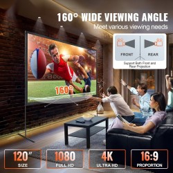 Valkokangas jalustalla 120 tuumaa 16:9 rypistymätön polyesterikangas kantolaukulla sisä ja ulkokäyttöön