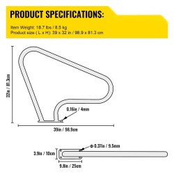 Allaskaide 304-ruostumattomasta teräksestä 98,9 x 81,3 cm 113 kg kantavuus sininen liukuestepehmuste