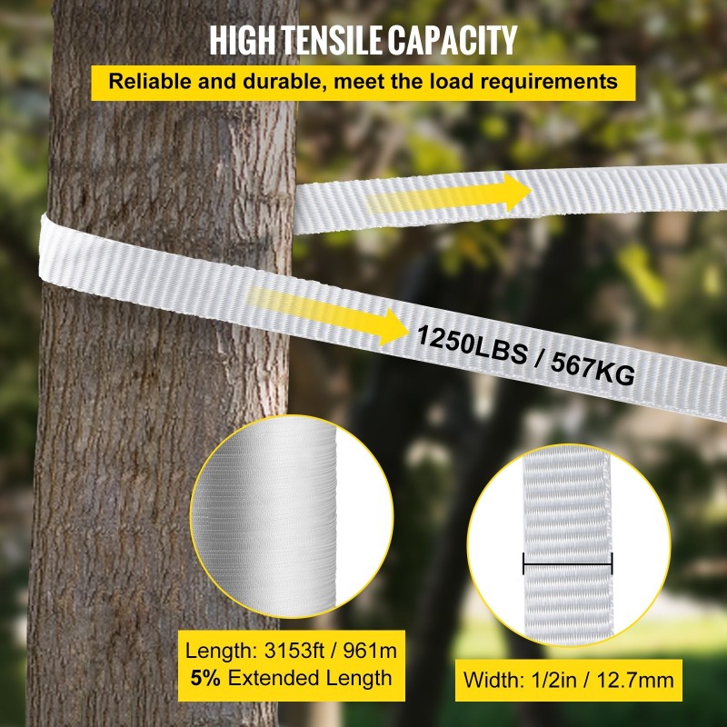 Polyesterinen litteä vetonauha 961 m 12,7 mm 567 kg vetolujuus kaapelien vetoon