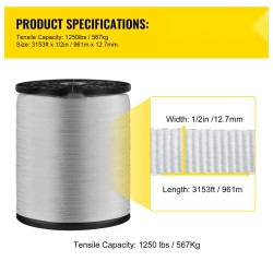 Polyesterinen litteä vetonauha 961 m 12,7 mm 567 kg vetolujuus kaapelien vetoon