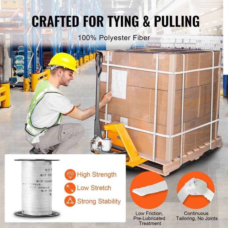 Polyesterivetonauha 100 prosenttia polyesterikuitua 33 metriä 1,6 senttimetriä vetolujuus 998 kgf