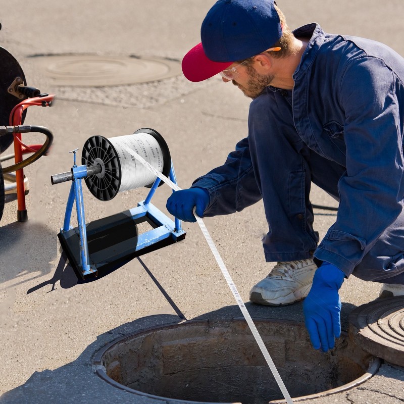 Polyesterinen vetonauha 160,9 m 1,3 cm leveä 567 kg vetolujuus valkoinen pituusmerkinnöillä