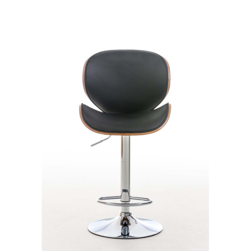 Tyylikäs korkeussäädettävä baarijakkara keinonahkaverhoilulla ja kromijalalla