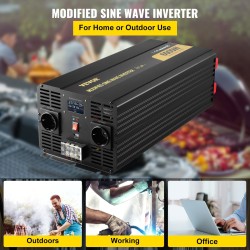 Muokatun siniaallon invertteri 6000W 12V–120V alumiinikuori LCD-näyttö autoon