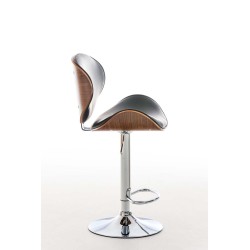 Tyylikäs korkeussäädettävä baarijakkara keinonahkaverhoilulla ja kromijalalla