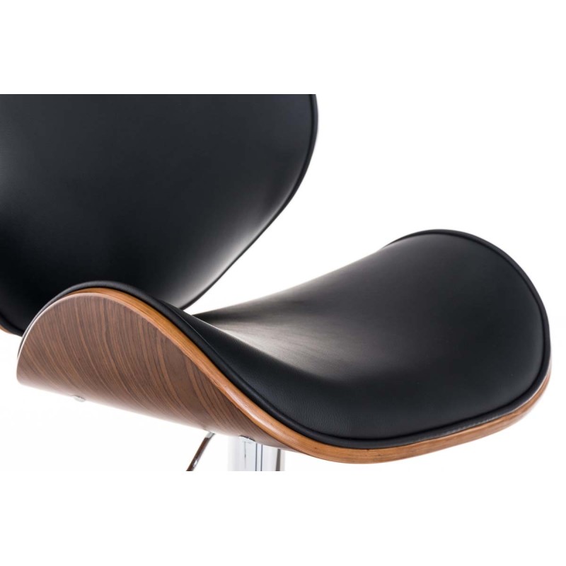 Tyylikäs korkeussäädettävä baarijakkara keinonahkaverhoilulla ja kromijalalla