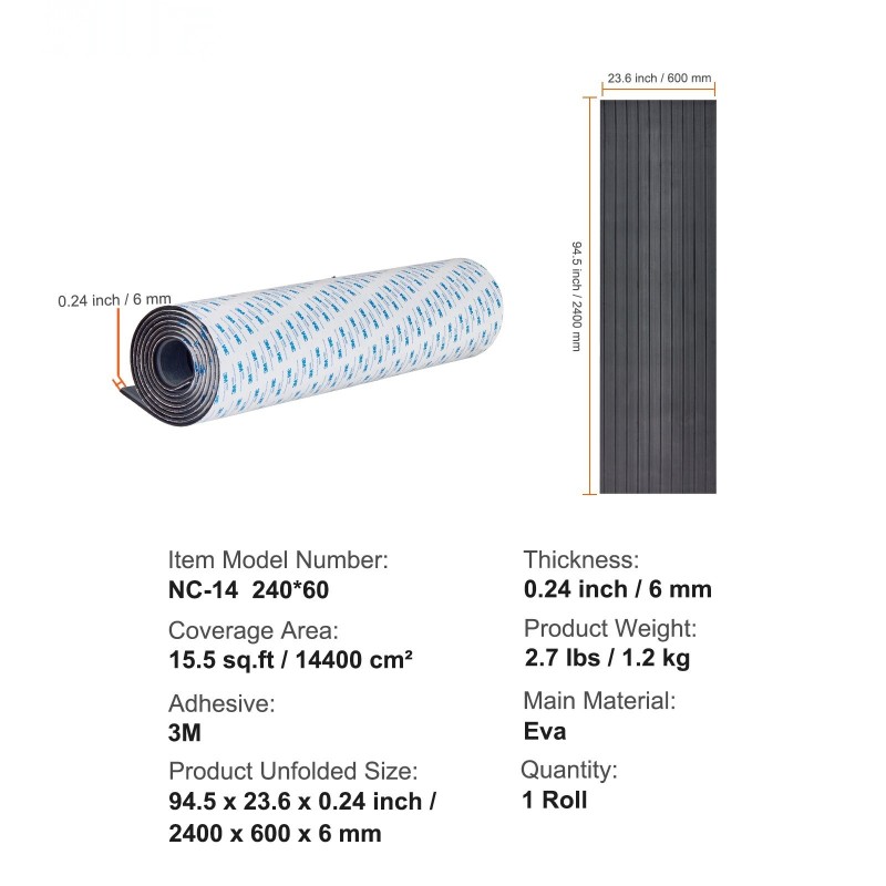 Venelattia EVA-vaahtomuovi 240 x 60 cm itsekiinnittyvä liukumaton 1 rulla