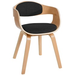 Moderni kangasverhoiltu vierailutuoli puisella rungolla ja käsinojilla