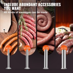 Sähköinen pystymallinen makkaratäytin kymmenen litran ruostumatonta terästä kahdensadan watin neljä täyttöputkea jalkapoljin