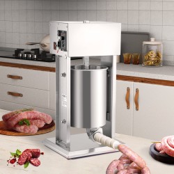 Sähköinen pystymallinen makkaratäytin kymmenen litran ruostumatonta terästä kahdensadan watin neljä täyttöputkea jalkapoljin