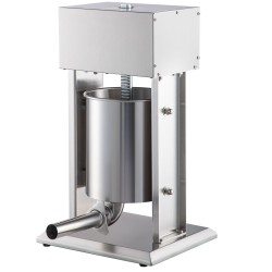 Sähköinen pystymallinen makkaratäytin kymmenen litran ruostumatonta terästä kahdensadan watin neljä täyttöputkea jalkapoljin