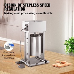 Sähkökäyttöinen pystymallinen makkarantäyttölaite 15 L ruostumaton teräs 260W 4 suutinta