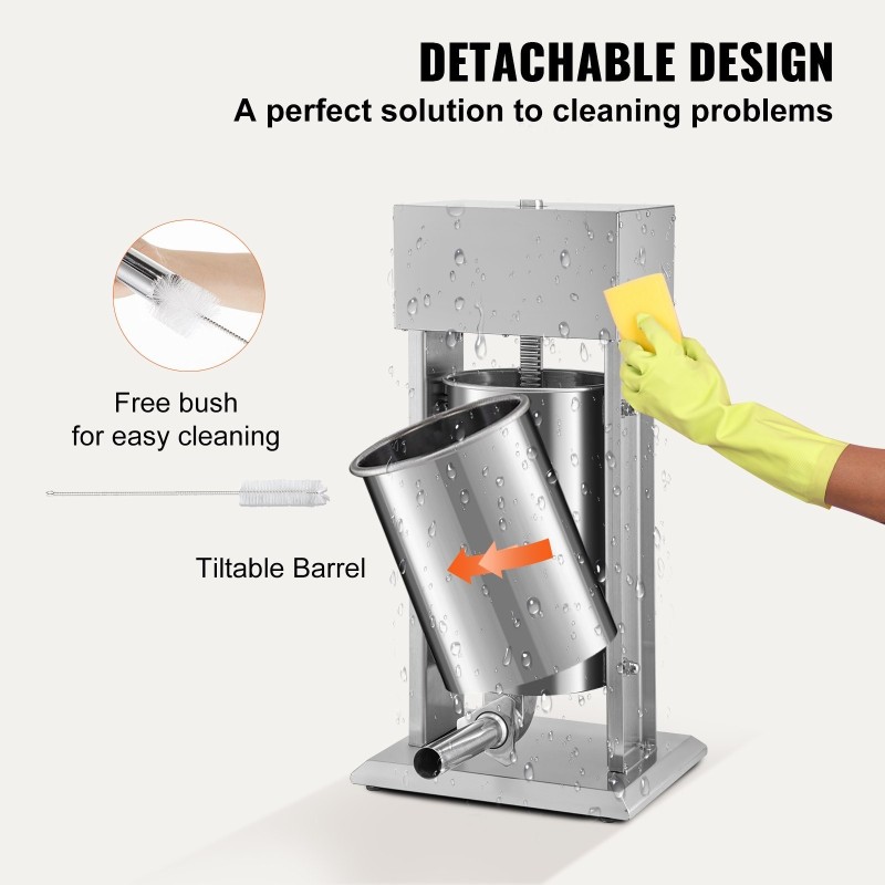 Sähkökäyttöinen pystymallinen makkarantäyttölaite 15 L ruostumaton teräs 260W 4 suutinta