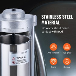 Manuaalinen pystymallinen makkararuisku 2 l elintarvikekelpoinen 304-ruostumaton teräs G-tyypin pöytäkiinnitys 3 täyttöputkea