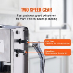 Manuaalinen pystymallinen makkaranvalmistuskone 7 L kaksinopeuksinen 304-ruostumatonta terästä 5 täyttöputkea