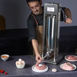 Manuaalinen pystymallinen makkaranvalmistuskone 7 L kaksinopeuksinen 304-ruostumatonta terästä 5 täyttöputkea