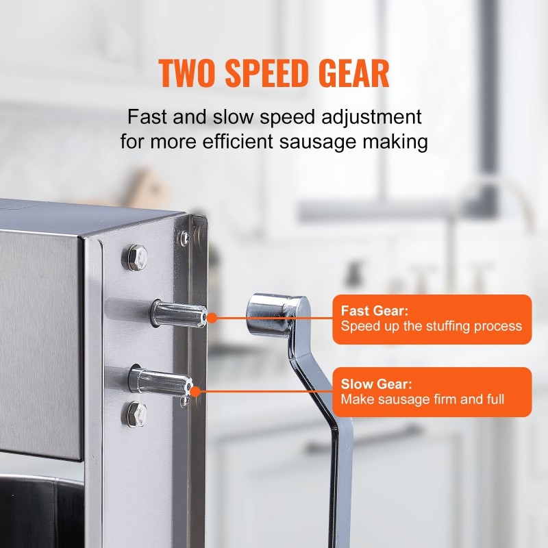 Manuaalinen makkarantäyttölaite pystymalli 15 litraa elintarvikekelpoinen ruostumaton teräs kaksinopeuksinen viisi
