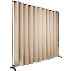 Siirrettävä verhojako seinä alumiiniseosrunko 300x258 cm beige pimentävä polyesteriverho 4 pyörää