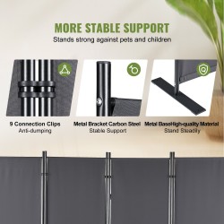 Tilanjakaja 4-paneelinen hiiliteräsrunko polyesterikangas mitat 224 x 30 x 171 cm tummanharmaa