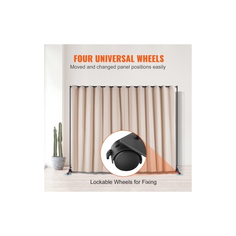 Tilanjakaja sisäkäyttöön 301x30x240,5 cm alumiiniseos ja hiiliteräsrunko polyesterikangas khaki pyörillä