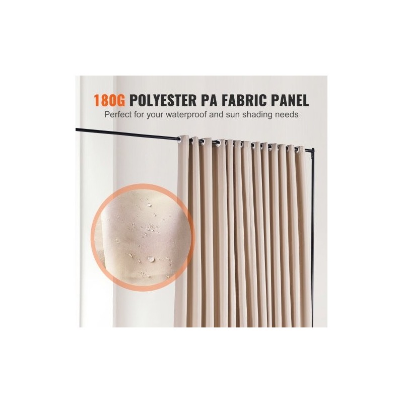 Tilanjakaja sisäkäyttöön 301x30x240,5 cm alumiiniseos ja hiiliteräsrunko polyesterikangas khaki pyörillä