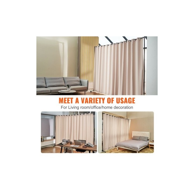 Tilanjakaja sisäkäyttöön 301x30x240,5 cm alumiiniseos ja hiiliteräsrunko polyesterikangas khaki pyörillä