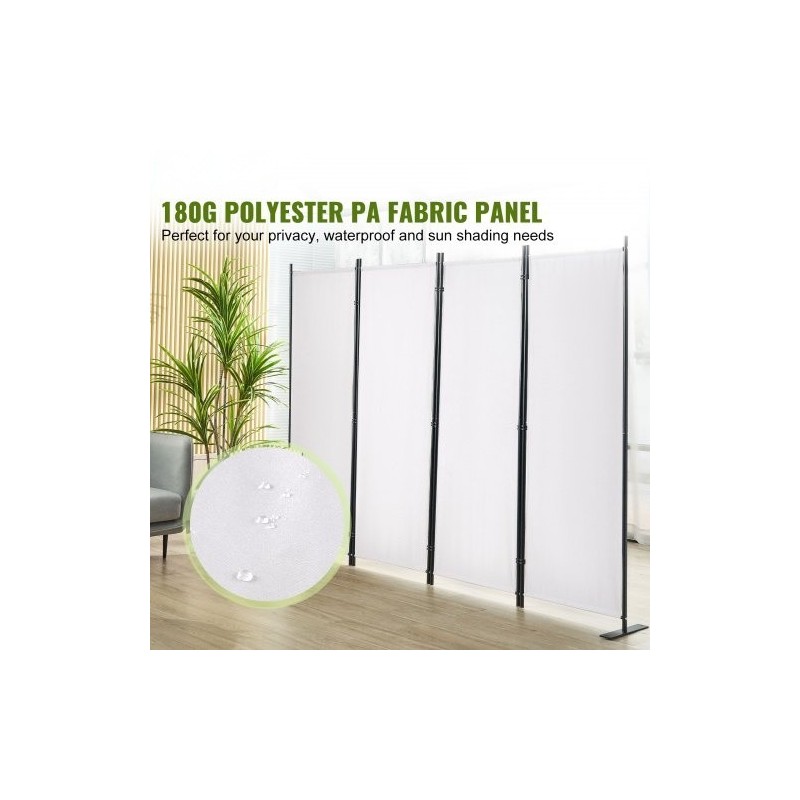 Tilanjakaja 4-paneelinen hiiliteräsrunko 180g polyesterikangas taitettava 224 cm leveä 171 cm korkea