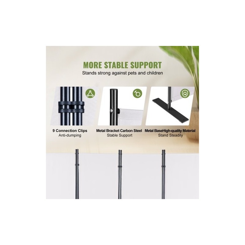 Tilanjakaja 4-paneelinen hiiliteräsrunko 180g polyesterikangas taitettava 224 cm leveä 171 cm korkea