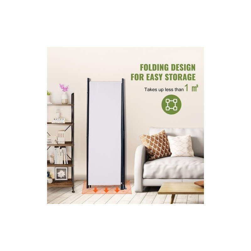 Tilanjakaja 4-paneelinen hiiliteräsrunko 180g polyesterikangas taitettava 224 cm leveä 171 cm korkea