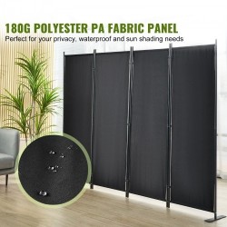 Tilanjakaja 4-paneelinen taitettava hiiliteräsrunko vedenpitävä polyesterikangas 224x30x171 cm sisäkäyttöön