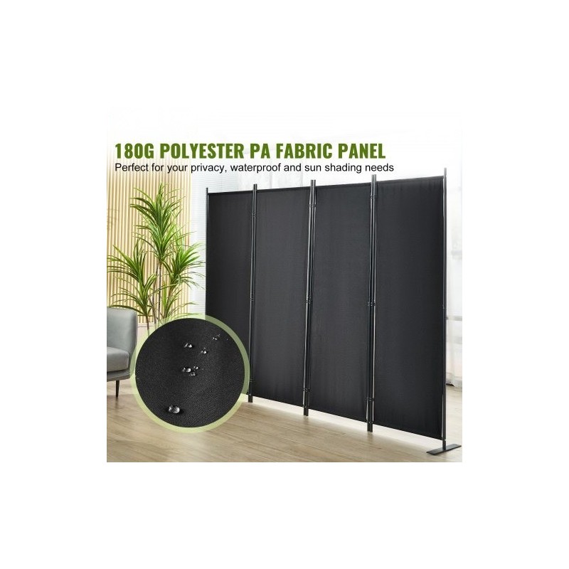 Tilanjakaja 4-paneelinen taitettava hiiliteräsrunko vedenpitävä polyesterikangas 224x30x171 cm sisäkäyttöön