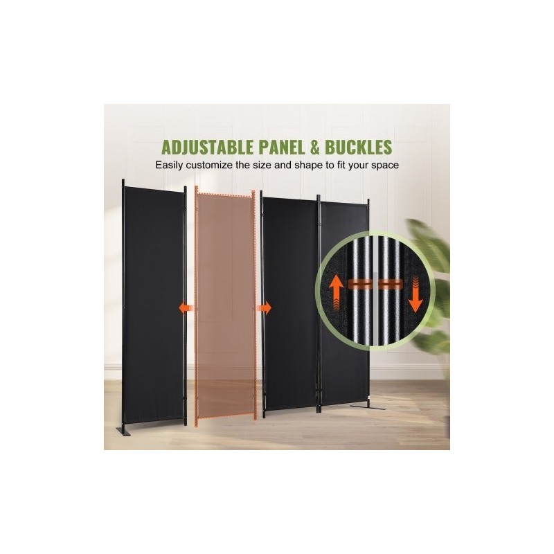 Tilanjakaja 4-paneelinen taitettava hiiliteräsrunko vedenpitävä polyesterikangas 224x30x171 cm sisäkäyttöön