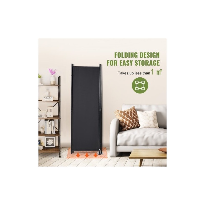 Tilanjakaja 4-paneelinen taitettava hiiliteräsrunko vedenpitävä polyesterikangas 224x30x171 cm sisäkäyttöön