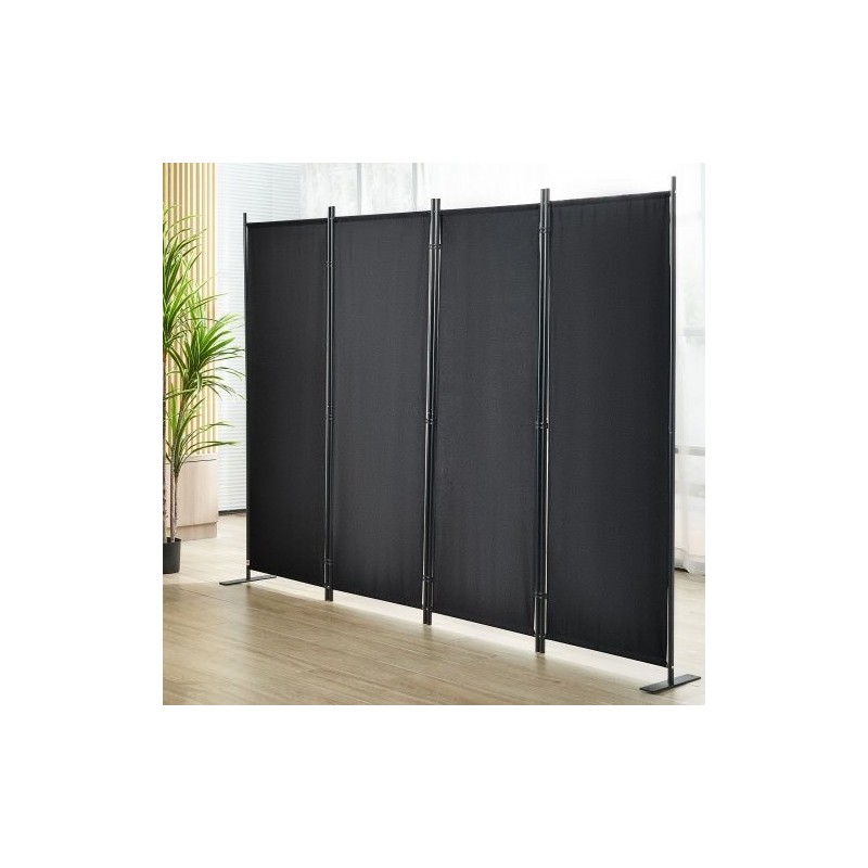 Tilanjakaja 4-paneelinen taitettava hiiliteräsrunko vedenpitävä polyesterikangas 224x30x171 cm sisäkäyttöön